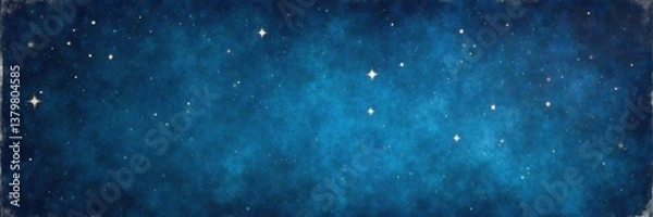 Fototapeta Retro-style sky with twinkling stars on distressed paper background , starry, pastel , misty