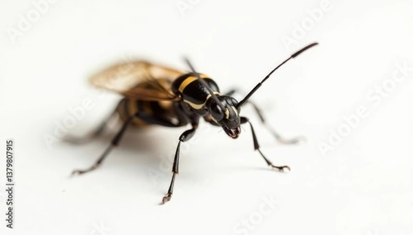 Fototapeta Close-up of single insect on pure white background, legs, wildlife, high-resolution