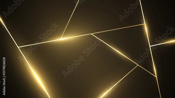 Obraz Abstract elegant gold glowing line with lighting effect sparkle on black background. Template premium award design. Vector illustration