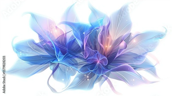 Obraz A whimsical fantasy flower clipart with glowing edges and unique petal shapes on a white background.