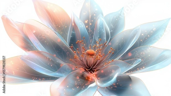 Obraz A whimsical fantasy flower clipart with glowing edges and unique petal shapes on a white background.