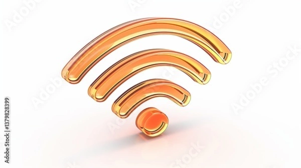 Obraz A Wi-Fi signal icon with curved bars increasing in size, clearly isolated on a white background.
