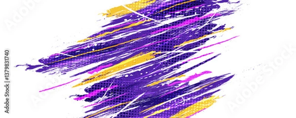 Fototapeta Abstract and Colorful Brush Background with Halftone Style. Brush Stroke Illustration for Banner, Poster, or Sports Background Design