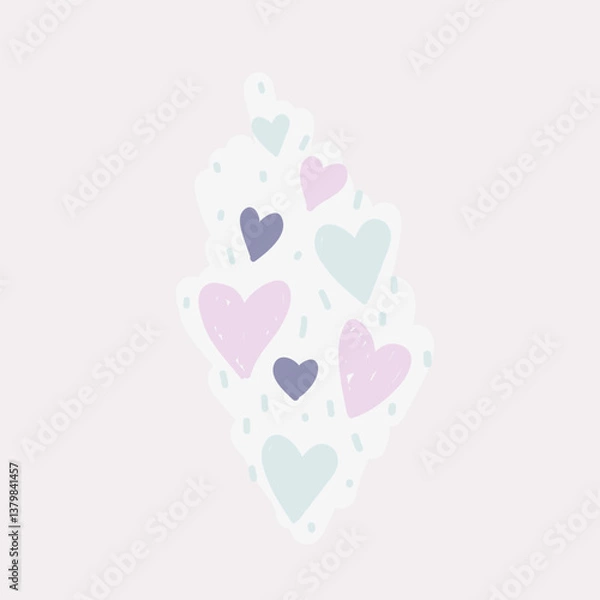 Fototapeta Illustration with hand-drawn hearts in a pastel colors, can be used as an icon, sticker, for the design of cards, prints, and more.