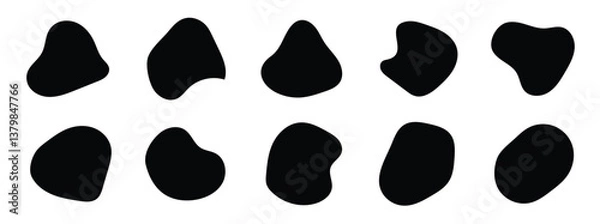 Fototapeta abstract organic blob shapes set. Wavy elements bubbles and drops in trendy y2k style. Random blob shapes. Organic blobs set. Rounded abstract organic shapes collection in eps 10.