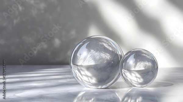 Fototapeta ball, glass, sphere, water, bubble, blue, globe, crystal, light, transparent, 3d, reflection, christmas, round, liquid, circle, shiny, earth, clear, drop, sky, macro, marbles, abstract, closeup
