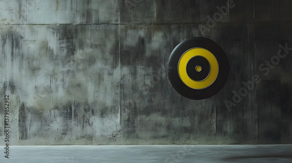 Fototapeta target, circle, music, icon, symbol, sign, design, illustration, vector, concept, speaker, button, arrow, 3d, web, audio, business, technology, sound, goal, success, computer, archery, aim, red