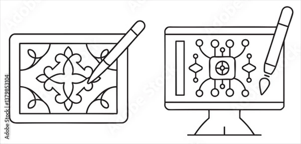 Fototapeta Digital design tools showcasing intricate patterns and creativity.