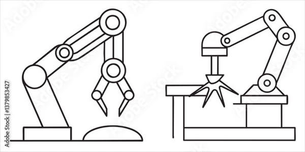 Fototapeta Robotic arms illustrated for industrial applications and automation.