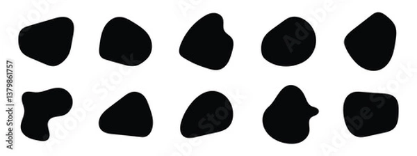 Fototapeta abstract organic blob shapes set. Wavy elements bubbles and drops in trendy y2k style. Random blob shapes. Organic blobs set. Rounded abstract organic shapes collection in eps 10.