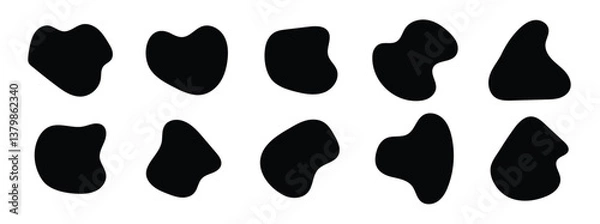 Fototapeta abstract organic blob shapes set. Wavy elements bubbles and drops in trendy y2k style. Random blob shapes. Organic blobs set. Rounded abstract organic shapes collection in eps 10.