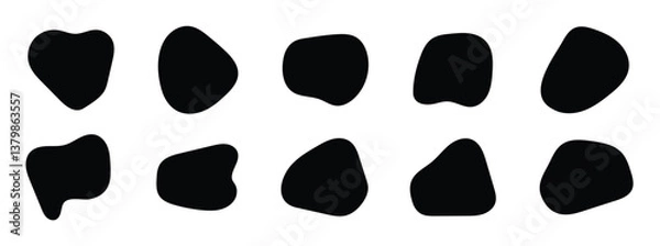 Fototapeta abstract organic blob shapes set. Wavy elements bubbles and drops in trendy y2k style. Random blob shapes. Organic blobs set. Rounded abstract organic shapes collection in eps 10.