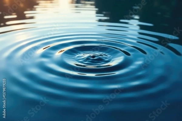 Fototapeta Distinctive circular ripples spreading on still water, movement, rings
