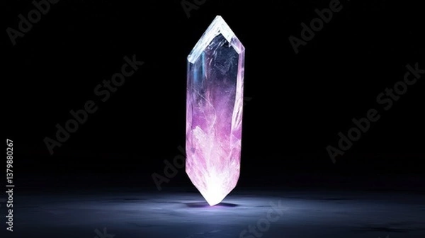 Fototapeta Legendary crystal sword carved from voidstone and refracted light, glowing where darkness falls