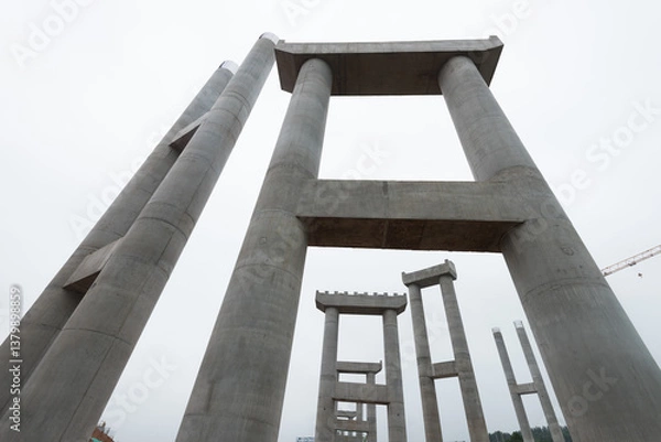 Obraz Freeway ramp bridge pier columns