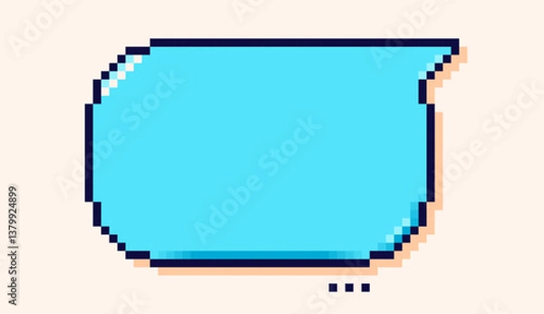 Obraz Speech bubble with blue background drawn in pixel art style.