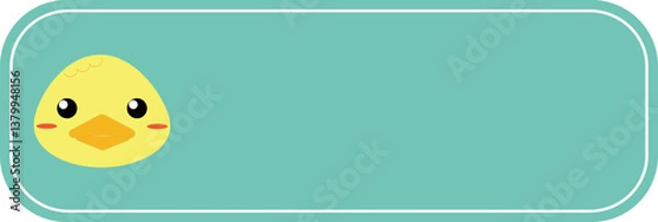 Obraz Illustration of a cute little chicken with a green text box.