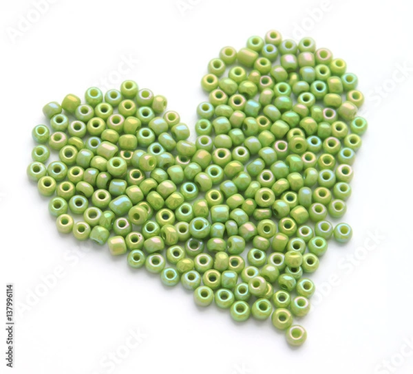 Obraz Heart made of green beeds