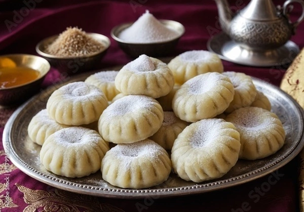 Fototapeta Rakhat-lukum in the homeland of these sweets - in Syria and Turkey - is only one of the types of lukuma, which is used in the preparation of flour