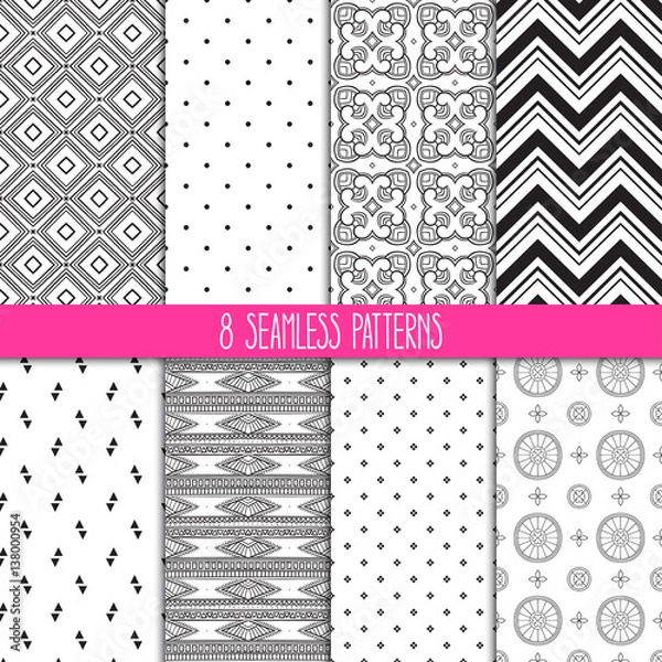 Fototapeta set of white and black patterns