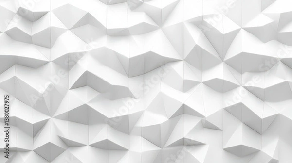 Fototapeta Abstract White Polygonal 3D Texture Background with Geometric Facet Design Pattern
