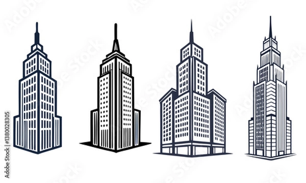 Obraz building-icon-vector-set--apartment-illustration