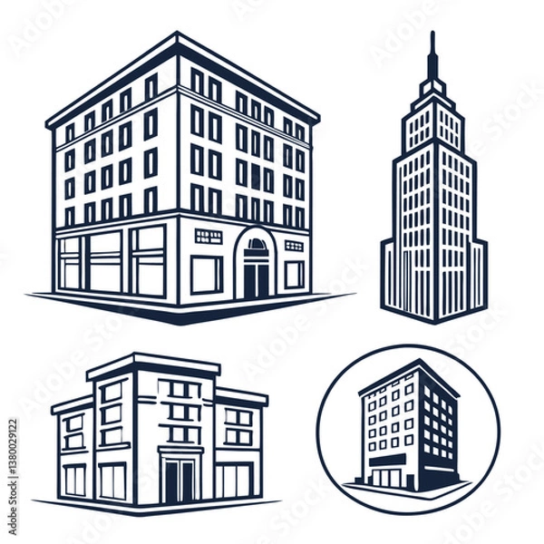 Obraz building-icon-vector-set--apartment-illustration