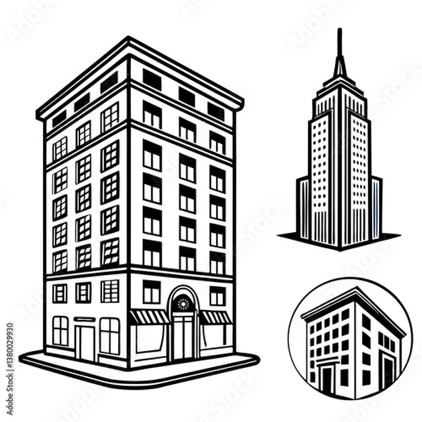 Obraz building-icon-vector-set--apartment-illustration