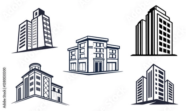 Obraz building-icon-vector-set--apartment-illustration