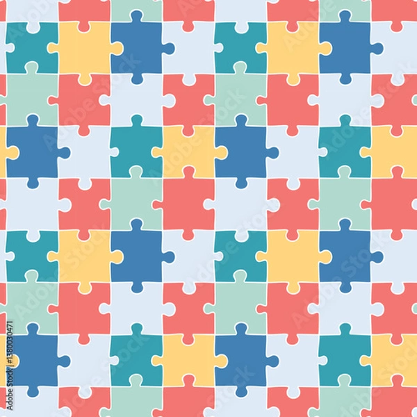 Fototapeta Colorful puzzle pattern with interlocking pieces
