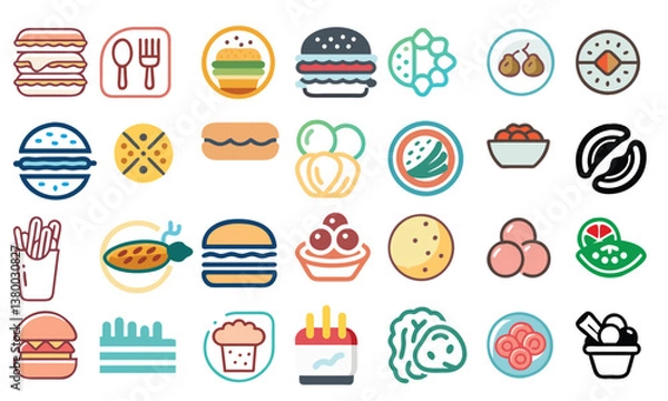 Obraz Fast Food Icon Set Vector Art