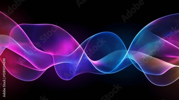 Obraz Dark abstract background with neon lines, glow. Abstract blue red purple tech glowing neon lines background. Laser show iridescent banner graphic design.
