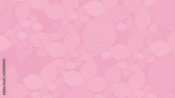 Fototapeta Geometric pattern of abstract rounded bright pink leafy shapes in various sizes on a pink background. Good for backgrounds, wallpapers and nature-inspired designs. Copy space.