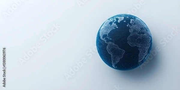 Obraz A blue globe with a white background