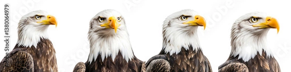 Fototapeta Portrait of majestic bald eagles in profile