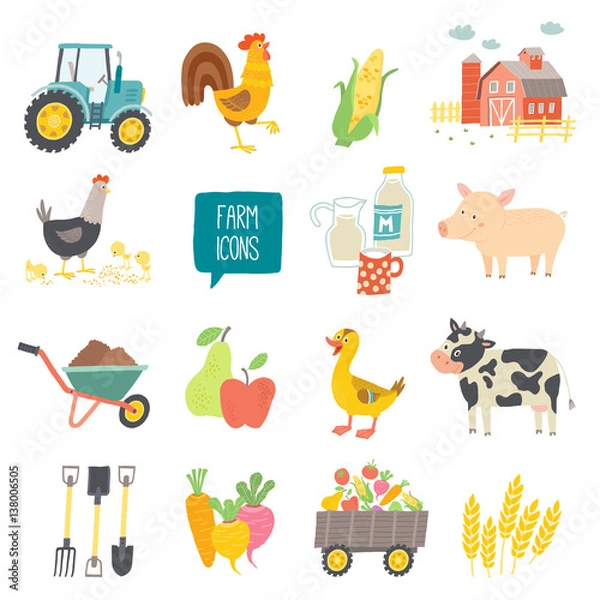 Obraz Farm icon set.