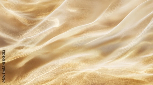 Fototapeta Soft golden fabric texture with flowing shimmer and light