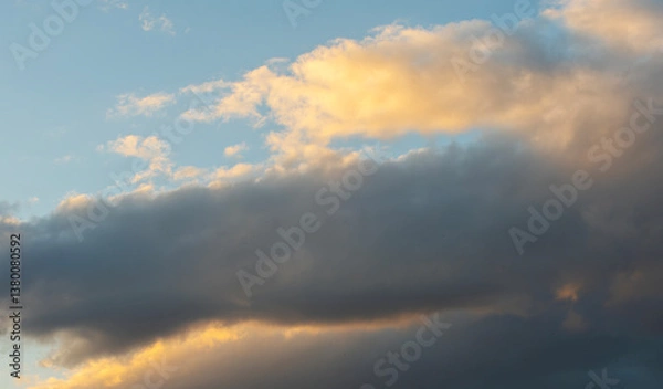 Fototapeta Beautiful clouds on the sky after sunset . Sunset sky background.