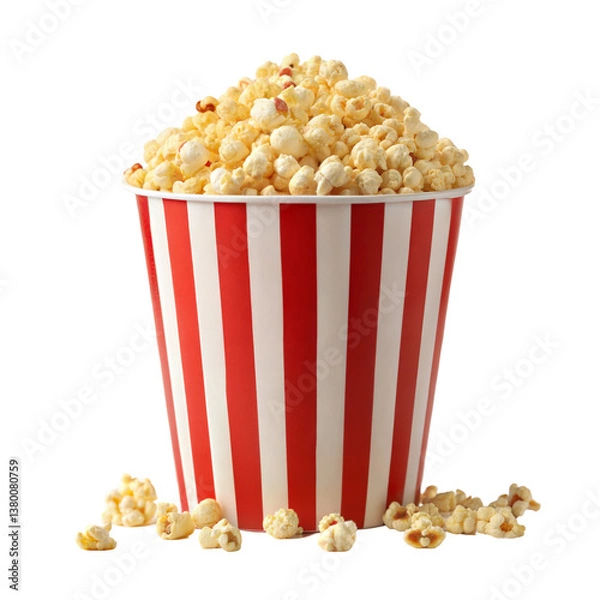 Fototapeta Bucket of popcorn isolated on transparent background. Png