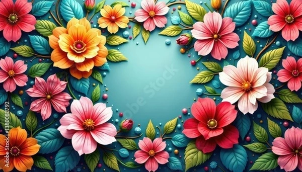 Fototapeta Intricate floral wallpaper with a symmetrical layout, pretty, decor, pattern