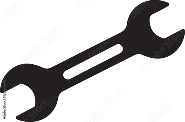 Fototapeta wrench silhouette shape, black and white vector illustration of hand tool spanner