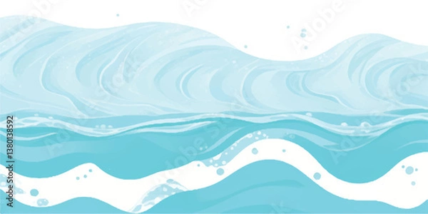 Fototapeta Stunning Abstract Ocean Wave Pattern in Soft Blue and Green Watercolor Shades, Ideal for Use as a Background in Coastal, Sea-Inspired, and Ocean-Themed Graphic Designs.
