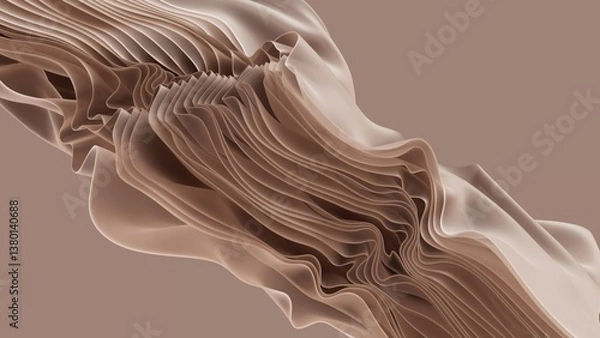 Obraz Elegant neutral-colored 3D fabric folds in abstract motion, detailed and fluid rendering