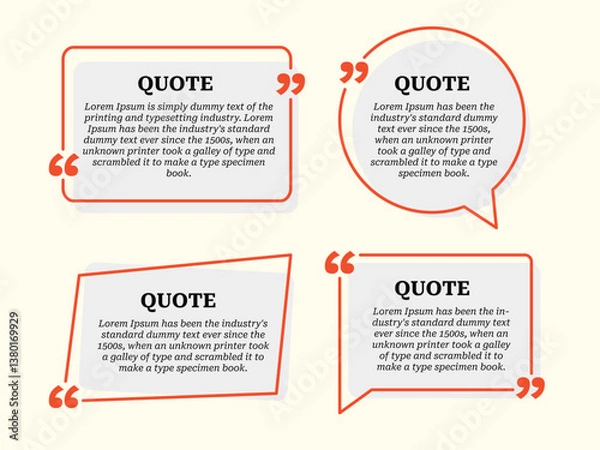 Obraz Line style geometric quotes template set. Speech Bubble Vector Ilustration