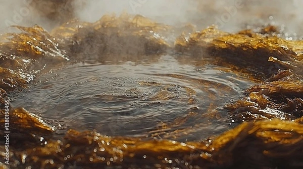 Fototapeta Close up view of warm water with visible steam