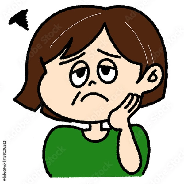 Fototapeta 困った様子の女性のイラスト