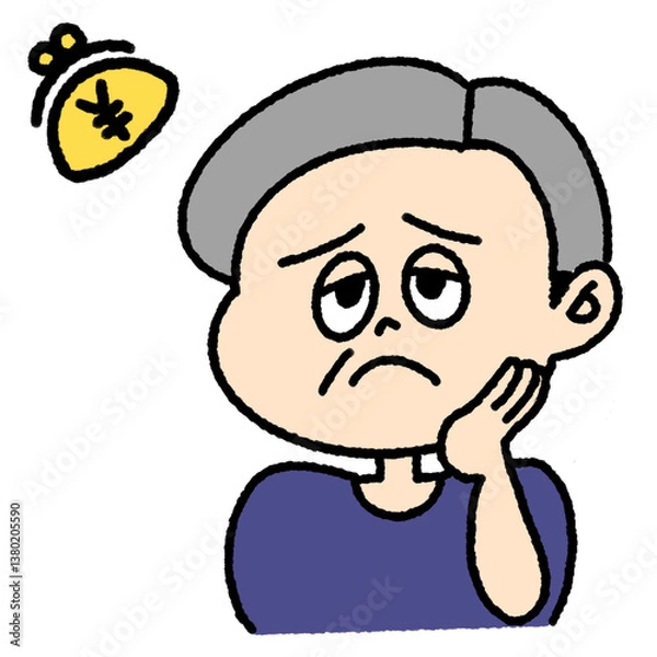 Obraz お金が減って困ったシニアの男性