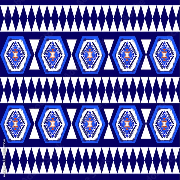 Fototapeta Geometric Modern Ethnic Oriental Seamless Pattern Traditional Design for Background,Carpet, Wallpaper, Clothing, Wrapping, Batik, Fabric, Vector, Illustration, Embroidery, Style