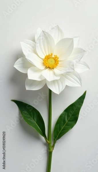 Fototapeta Single large white flower on a minimalist background, flower, decor, petals