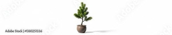 Fototapeta Single potted cypress branch isolated on white background, cypress, single, background